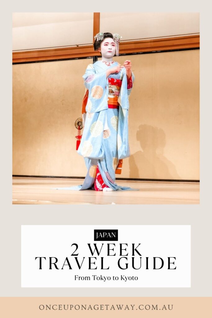 Pinterest Pin: Japan 2 week travel guide. From Tokyo to Kyoto