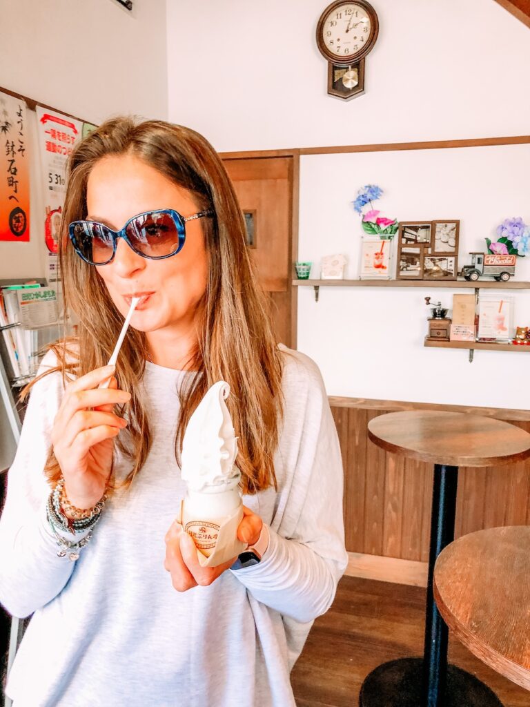 Eating ice cream in Hakone