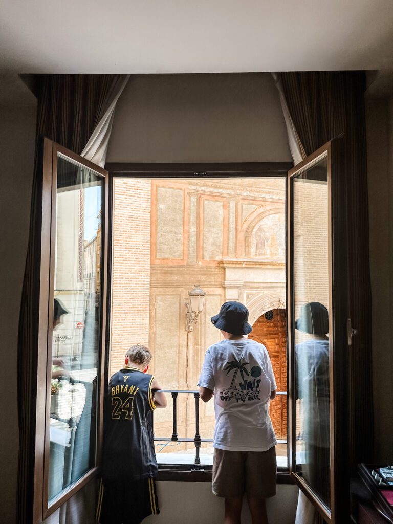 View from the room looking down at Iglesia de San Anton from NH Collection Granada Victoria Hotel, Spain